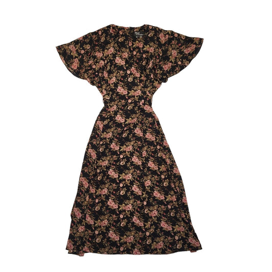 Magic Collection Black & Pink Floral Dress Women's UK14