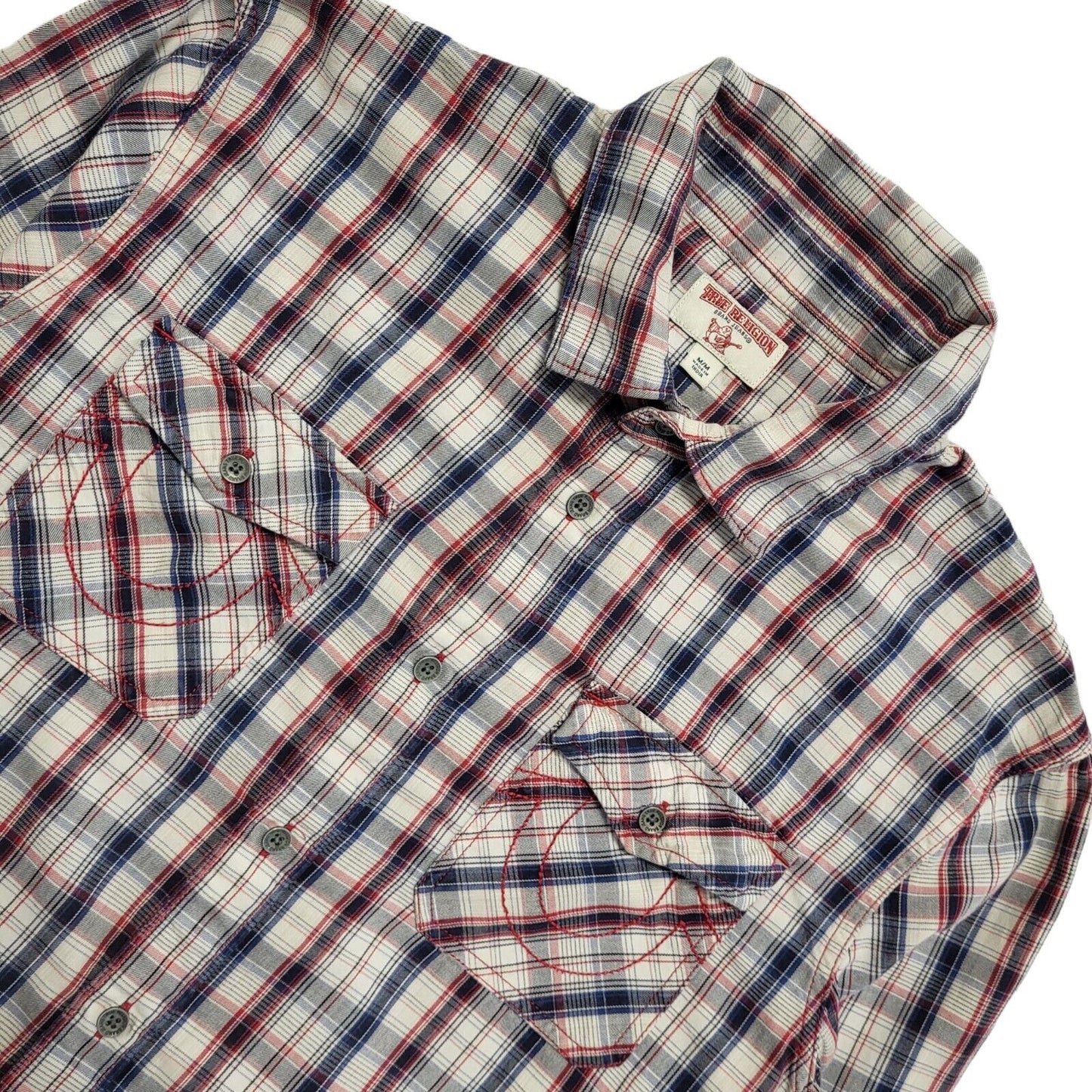 True Religion Vintage Y2K Red & Blue Check Long Sleeve Shirt Men's UK M