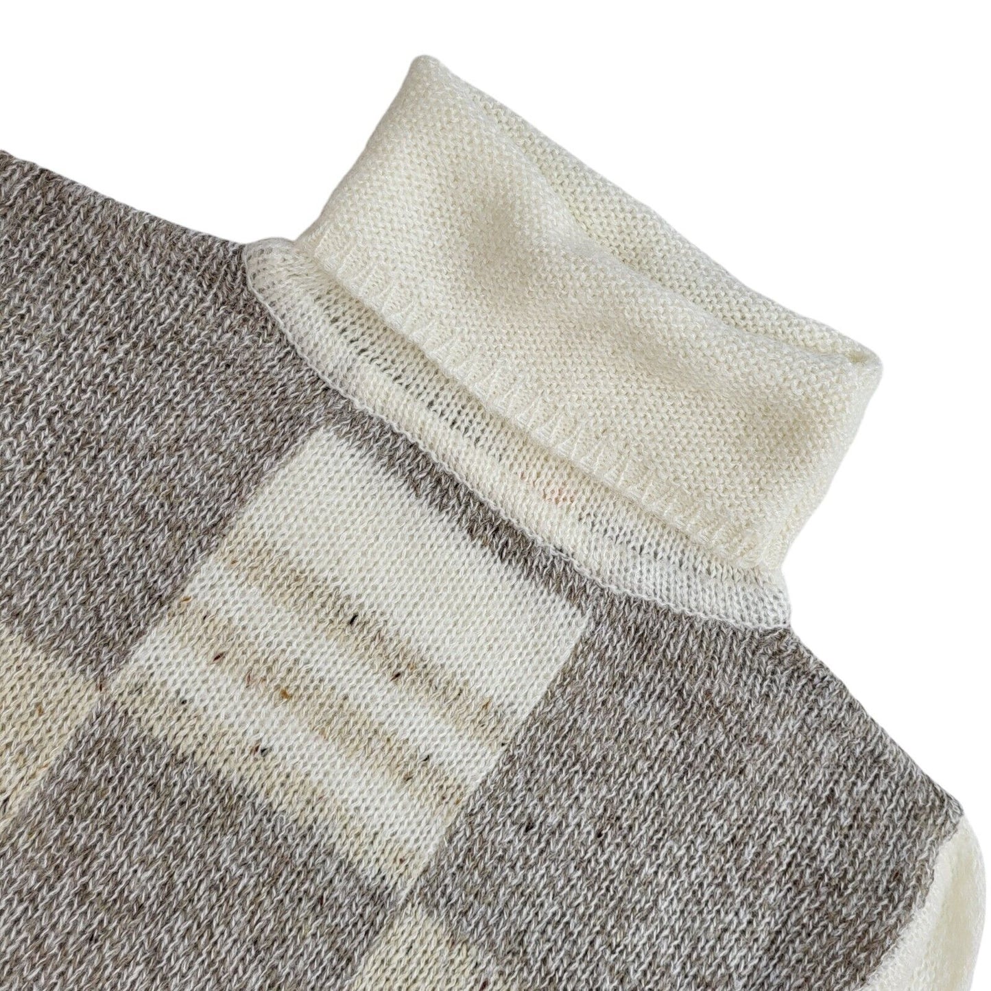 Additions Vintage 90's Cream & Grey Roll Neck Jumper UK Women's Size 10/12