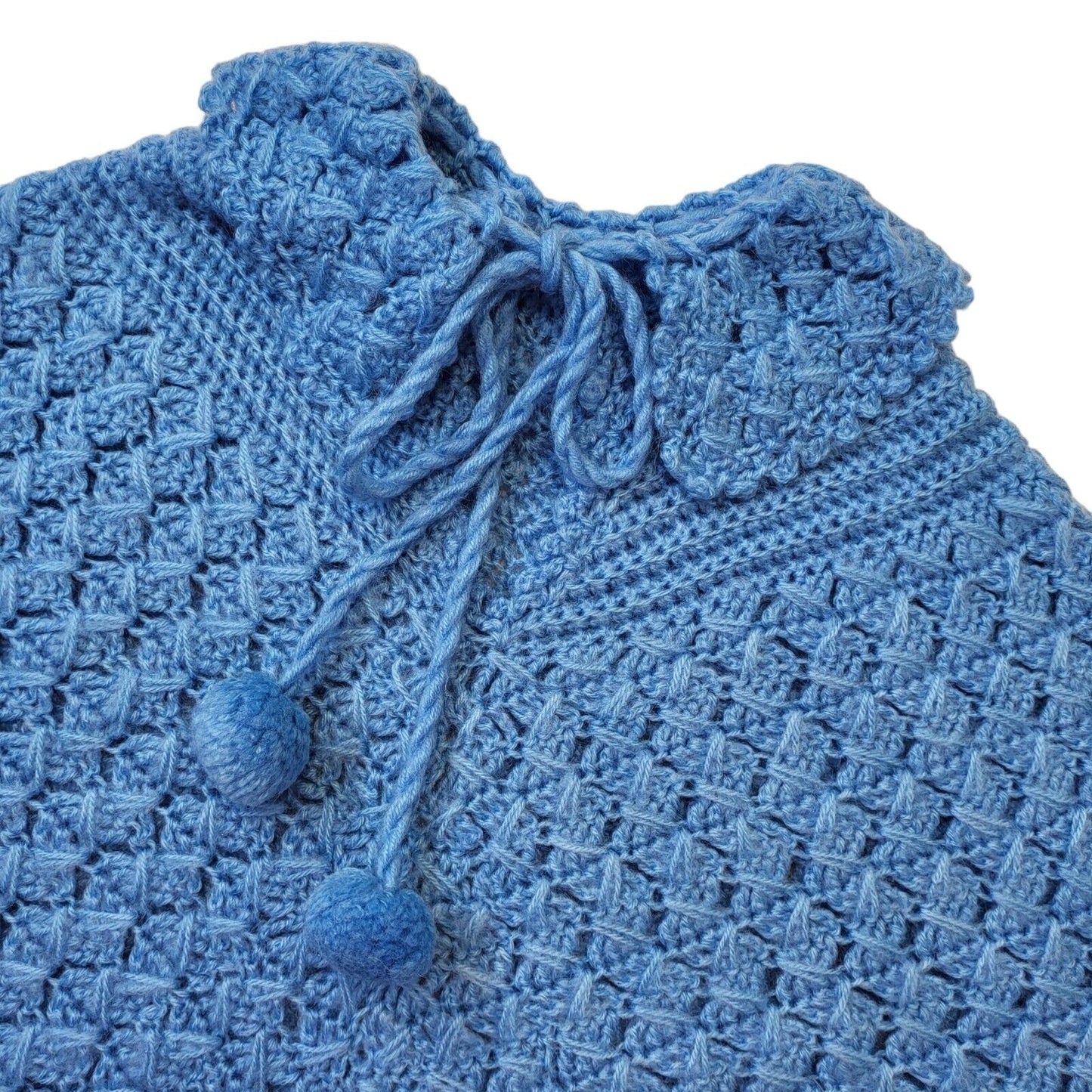 60s Vintage Blue Wool Women's Shawl Size Small