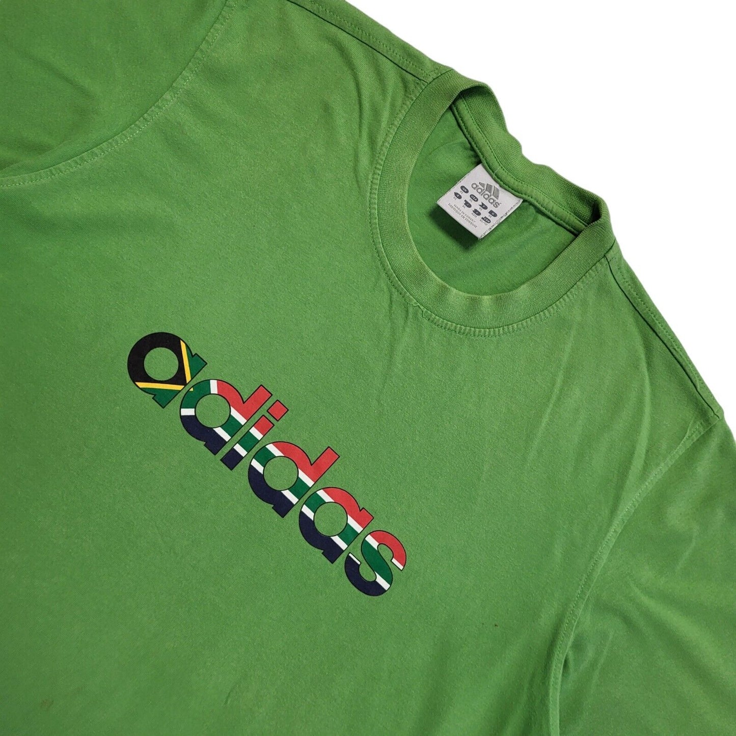 Adidas Green Logo Print Vintage 90s T-Shirt Uk Men's Size XL