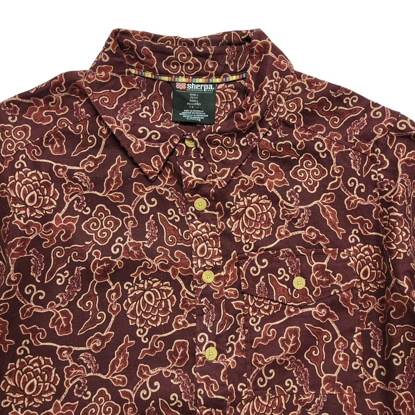 Sherpa 80's Red Floral Regular Fit Short Sleeve Shirt Mens UK Size S