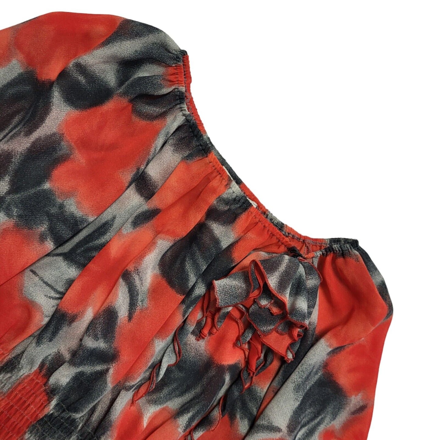 El Corte Ingles Y2k Red Abstract 3/4 Sleeve Blouse Uk Women's size 14