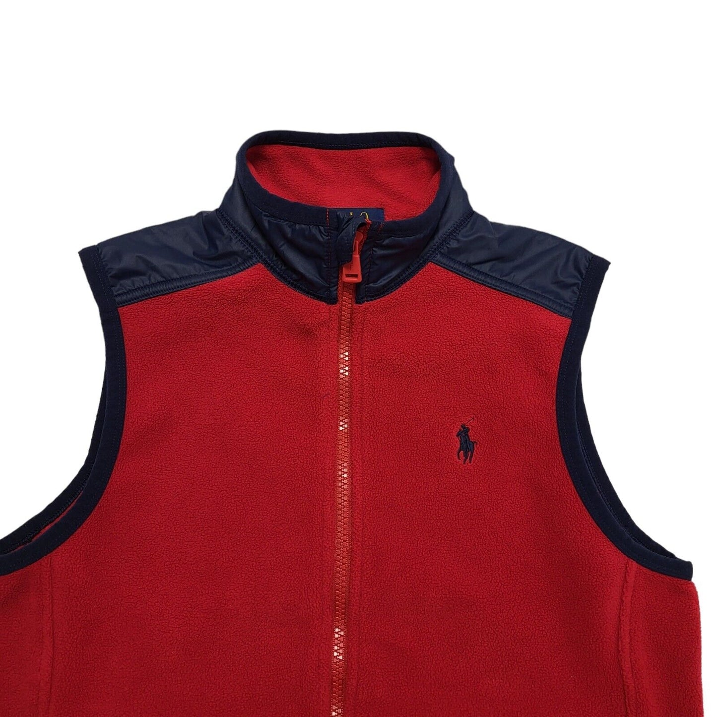 Polo Ralph Lauren Red & Navy Zip Up Fleece Gilet Uk Kids Medium