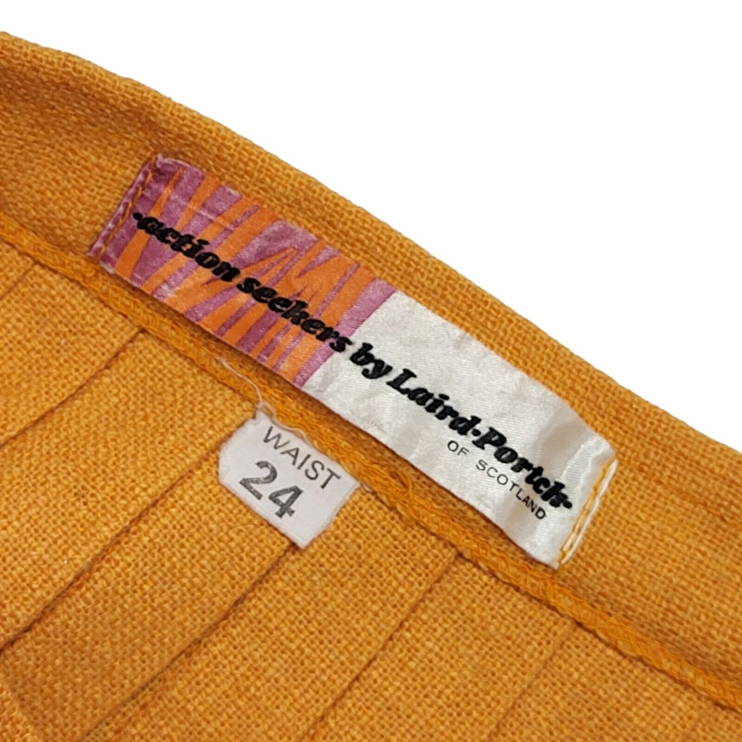 Laird-Porch of Scotland 70s Orange Buckle Mini Skirt Uk Women's Size 6 W24