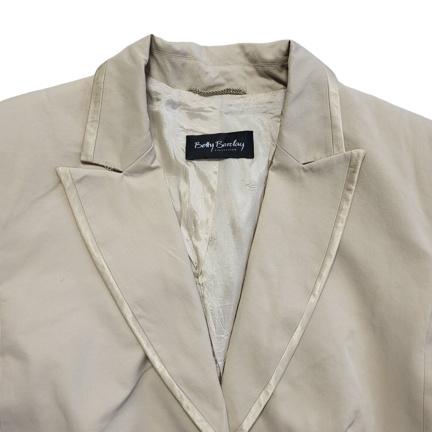 Betty Barclay Vintage 90s Beige Solid Blazer Jacket Womens Size 16
