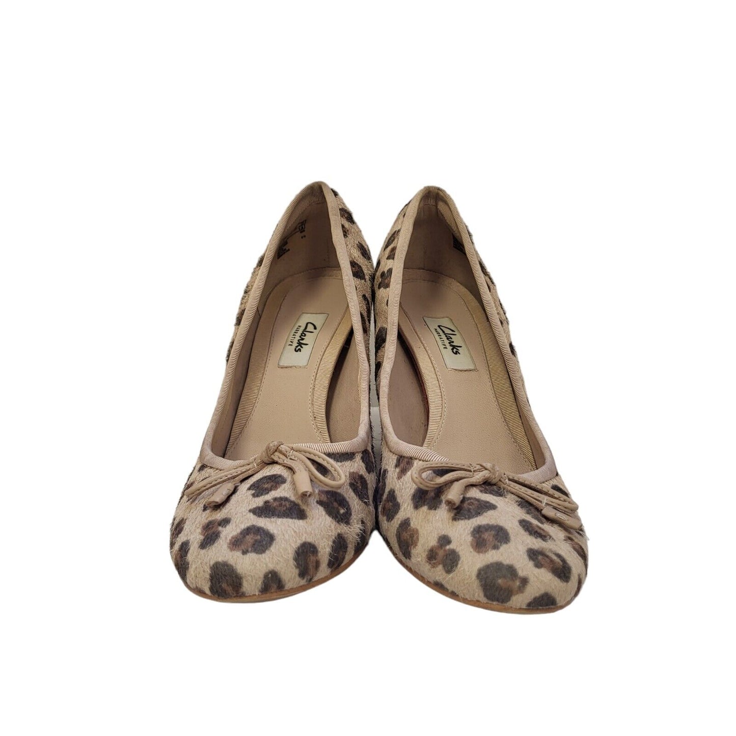 Clarks Beige Animal Print Vintage Slip-on Heels Shoes Uk Women's Size 6 ?