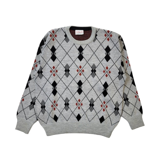 Piene Sangan 90s Vintage Grey Argyle Cosby Jumper Men's Size Large