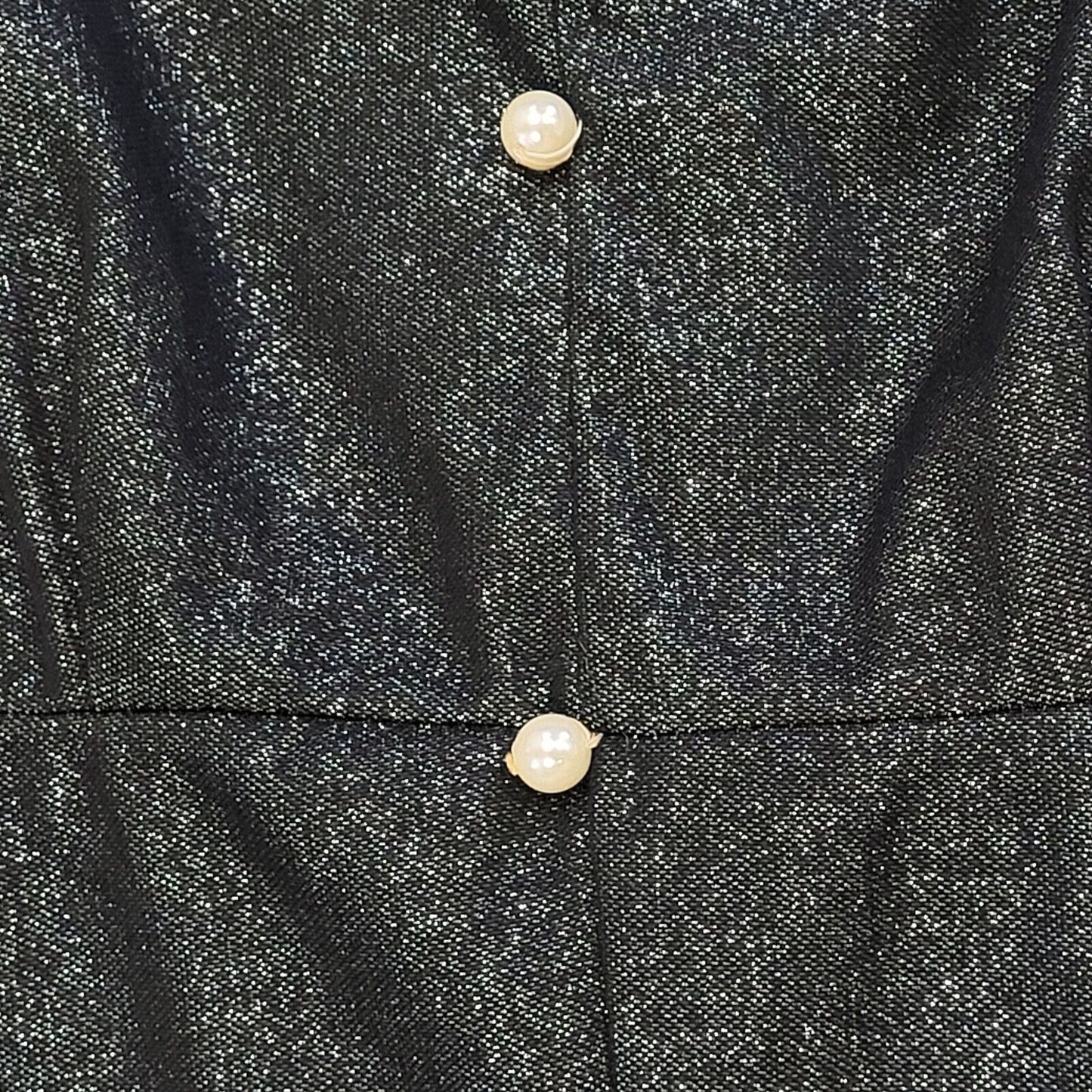 70s Vintage Black Sparkly Buttoned Balloon Sleeve Maxi Dress Women's Size 10