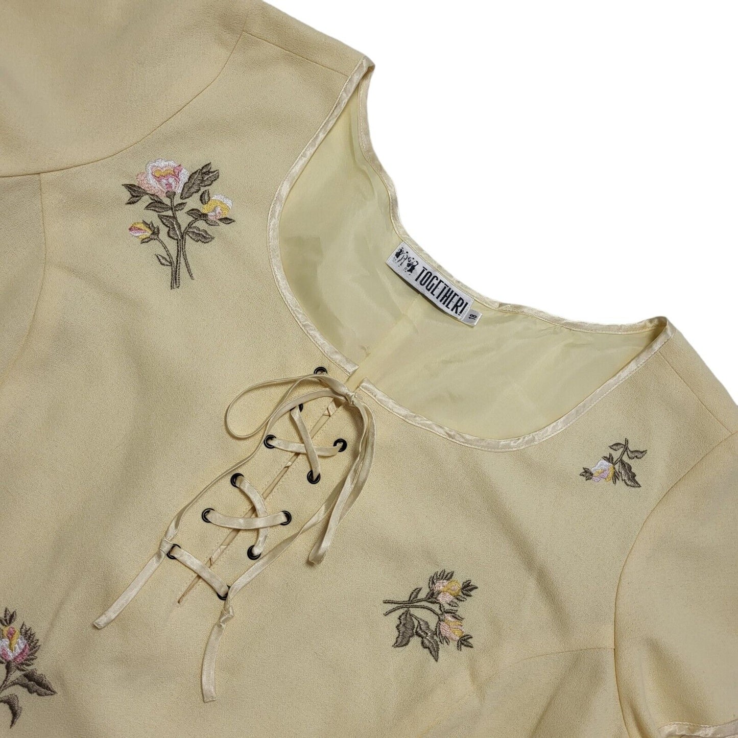 Together 70s Vintage Yellow 2 Piece Dress Suit Uk Women's Size 18 W36