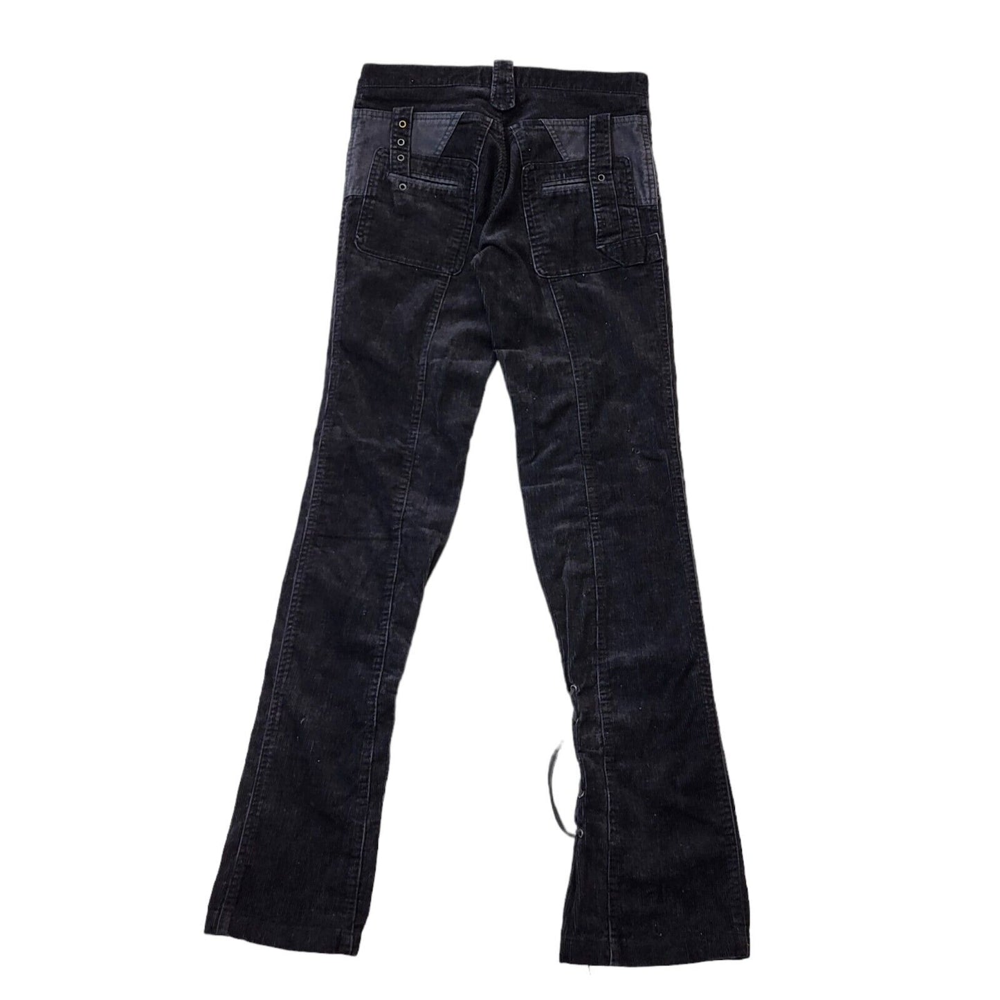 Zara Corduroy Y2K Black Skinny Trousers Women's Size 8 W26 L33