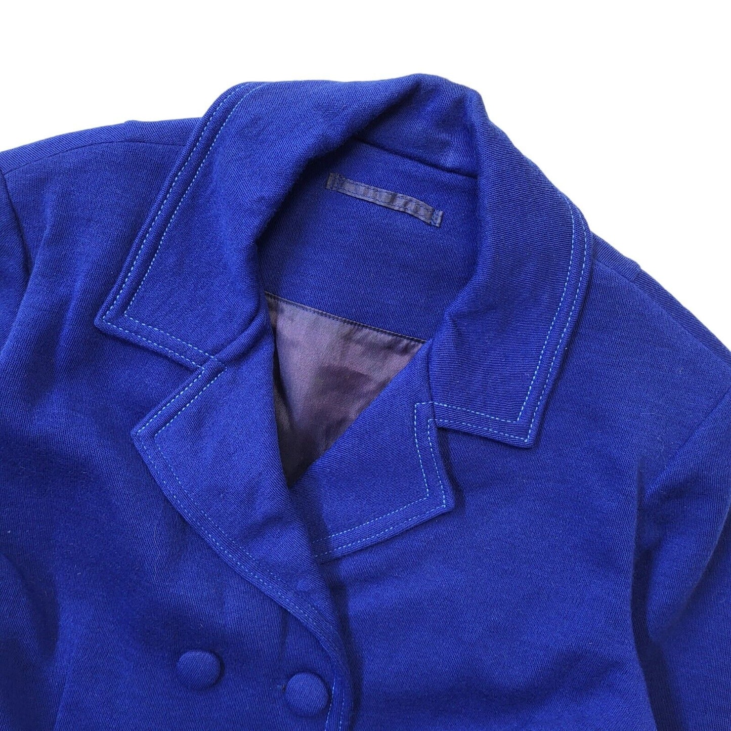 70s Vintage Blue Double Breasted Dress Jacket Women's Size 8