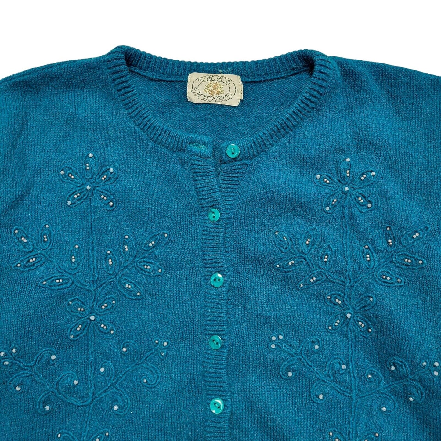 Vintage 80s Blue Button Thin Knit Cardigan Uk Women's Size Medium