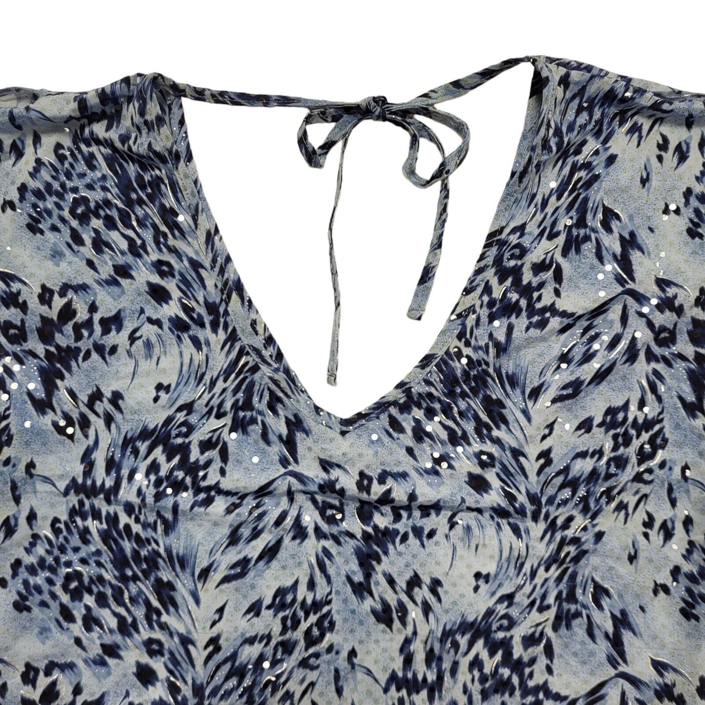 Vintage 90s Blue Abstract Sleeveless Blouse Uk Women's Size 16