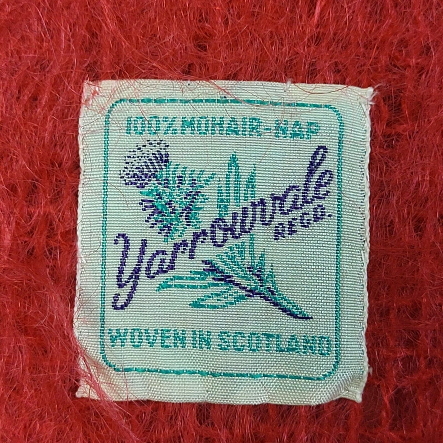 Yarrowvale Vintage 80s Red Mohair Rectangle Scarf Uk Women's 76'' X 18''