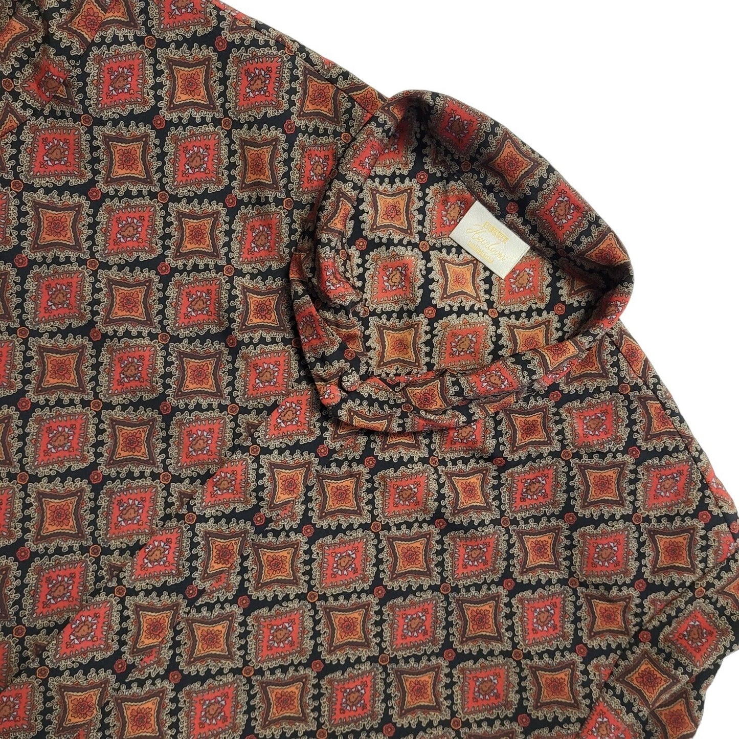 Eastex Vintage 90's Red & Black Geometric Long Sleeve Shirt Uk Women's Size 18