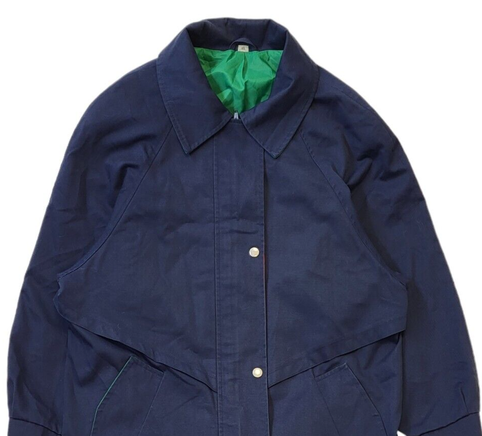 Evans Vintage 90s Navy Zip & Snap Fasten Longline Coat Uk Women's Size 16