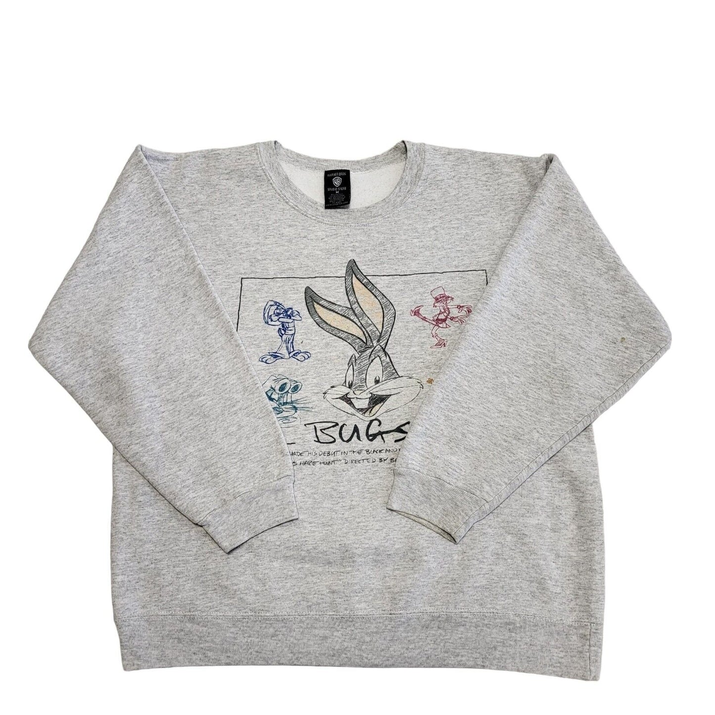 Warner Bros Bugs Bunny Print 90s Vintage Grey Sweatshirt Women's Size M