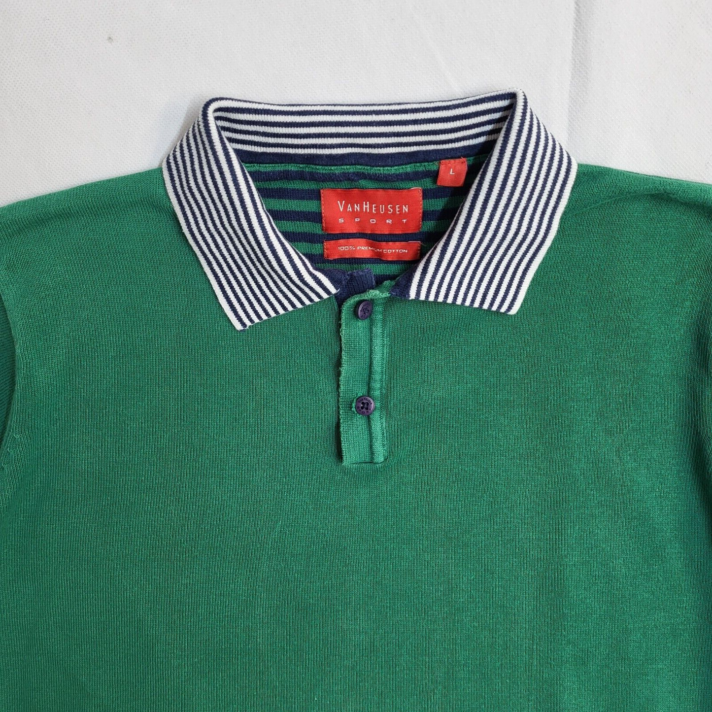 Van Heuson Y2K Green Short Sleeve Polo Top Men's UK Size L