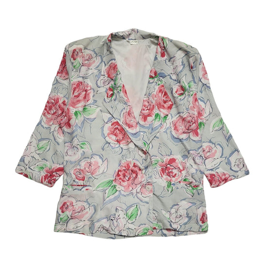 Mustique Vintage 90's Blue & Pink Floral Button Front Jacket Womens UK XL-XXL