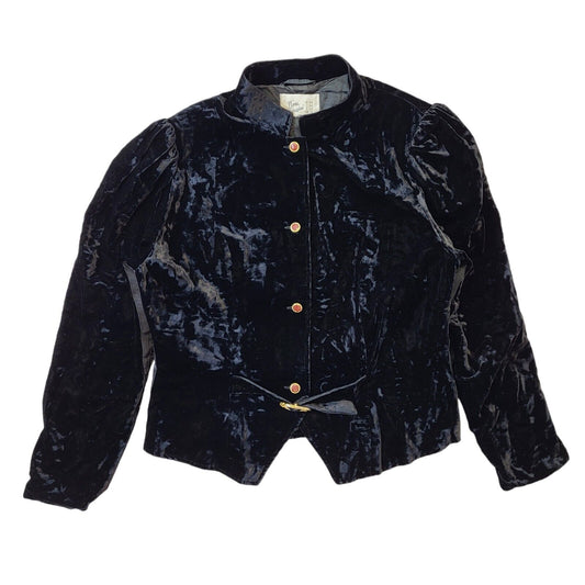 Nina Biasini 80s Vintage Black Velvet Button-Up Jacket Women's Size 14