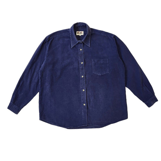 Miss Mix 90s Vintage Blue Corduroy Long Sleeve Shirt Women's Large