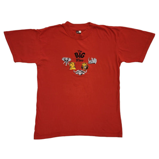 Jamboree The Big Five Red Animals Vintage 90s T-Shirt Uk Men's Large