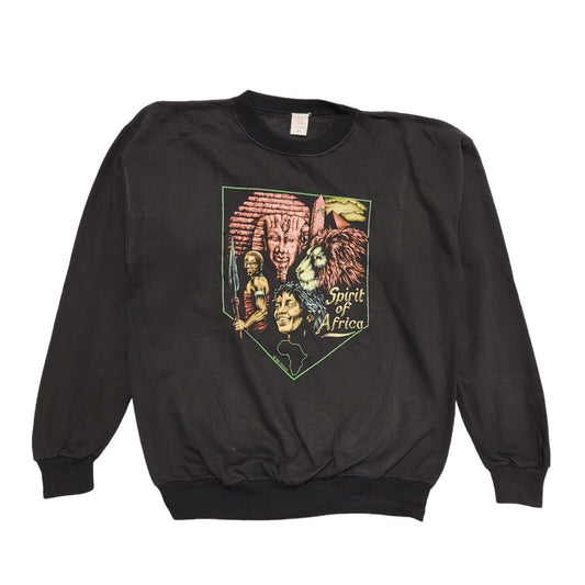 Spirt Of Africa 80s Vintage Black Round Neck Sweatshirt Uk Women's Size XL