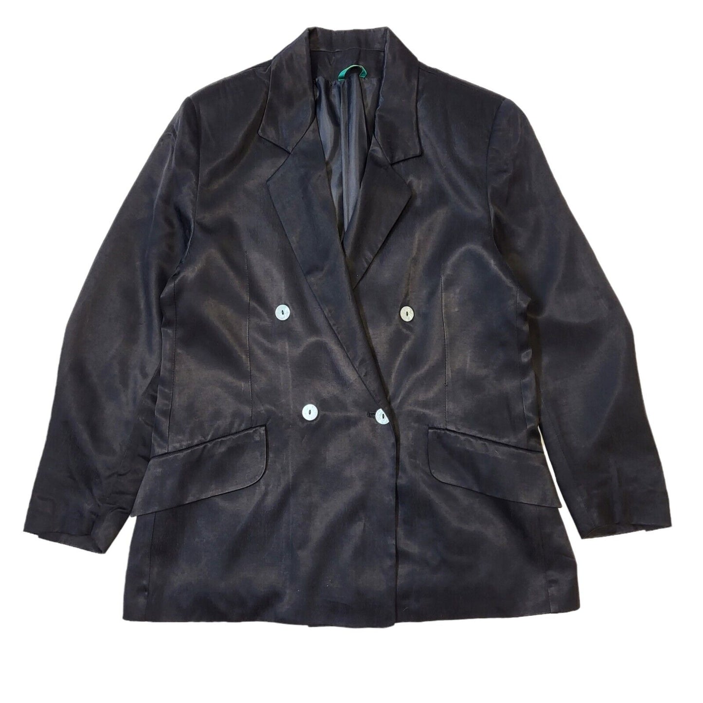 Canda C&A 80s Vintage Black Double Breasted Blazer Jacket Women's Size 16