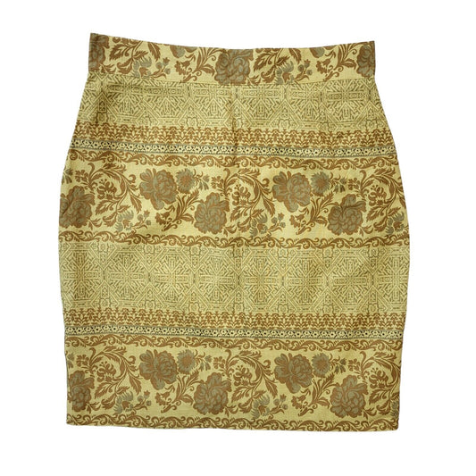 H&M 90's Vintage Yellow Floral Pencil Skirt Women's Size 16 W32