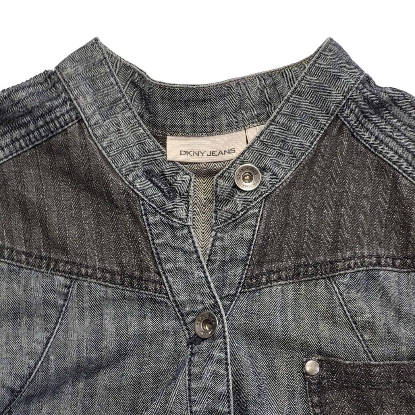 DKNY Jeans Denim Blue Button Up Short Sleeve Dress Womens Size XL