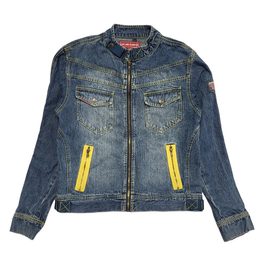 Life & Glory Blue 90s Vintage Button Denim Jacket Uk Men's Size S