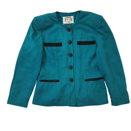 Flor Da Moda 80s Vintage Green Button Up Jacket Women's Size Medium