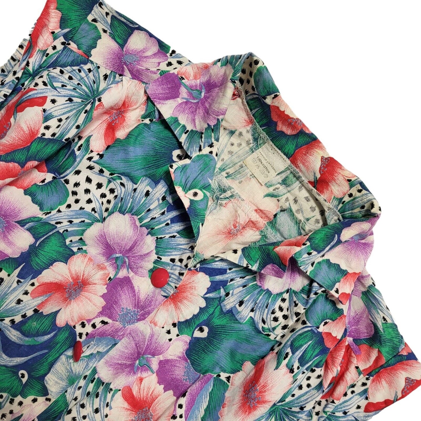 70s Vintage Green Purple Floral Fit & Flare Sleeveless A-Line Dress Women's 12