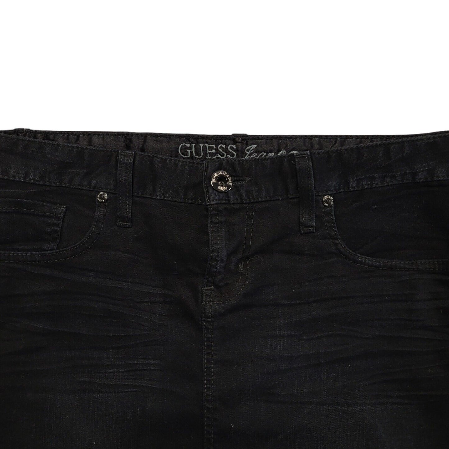 Guess Black Denim Mini Skirt Uk Women's Size 12 W30