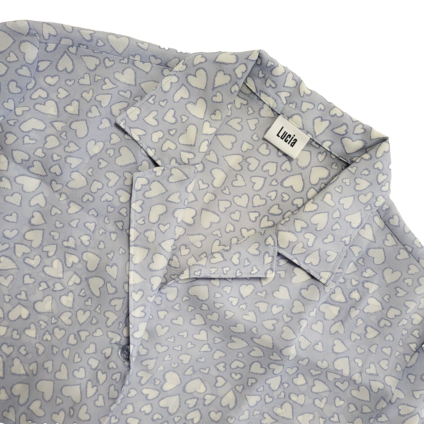 Lucia Vintage 80s Love Heart Buttoned Blouse Women's Uk 16