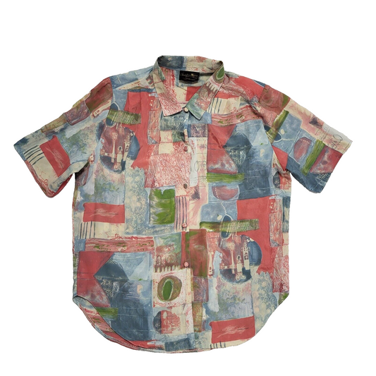 Christopher Marcus Vintage 90's Pink & Blue Retro Shirt Womens UK Size 14