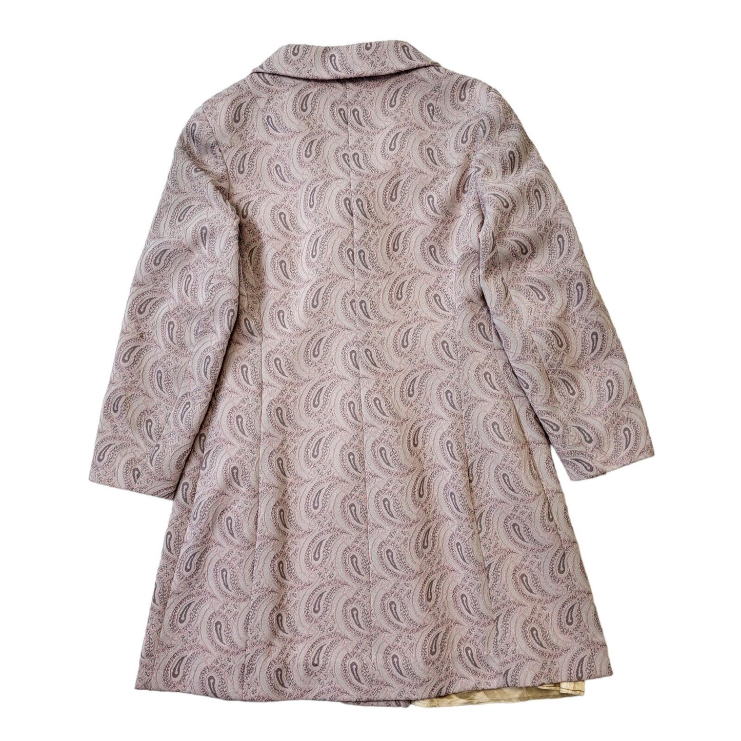 60s Vintage Pink Paisley Pattern Button Up Coat Women's Size 12