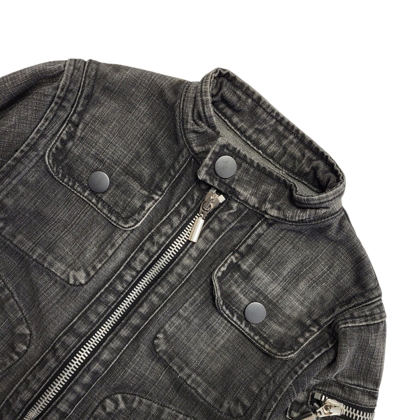 DKNY Grey Zipped Denim Jacket Uk Girl's Size Age 8 Years