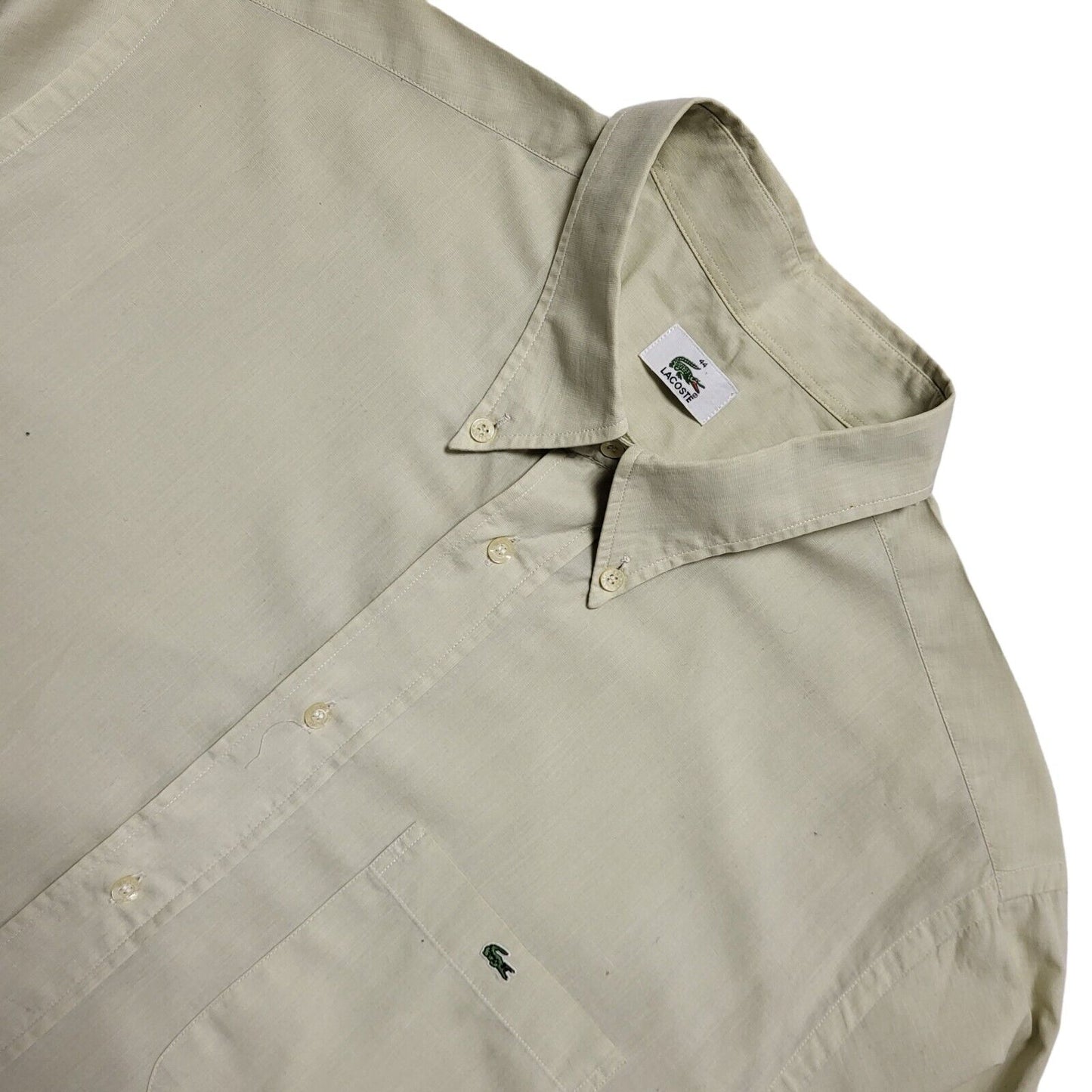 Lacoste Vintage Y2K Green Regular Fit Long Sleeve Shirt Mens UK Size XL