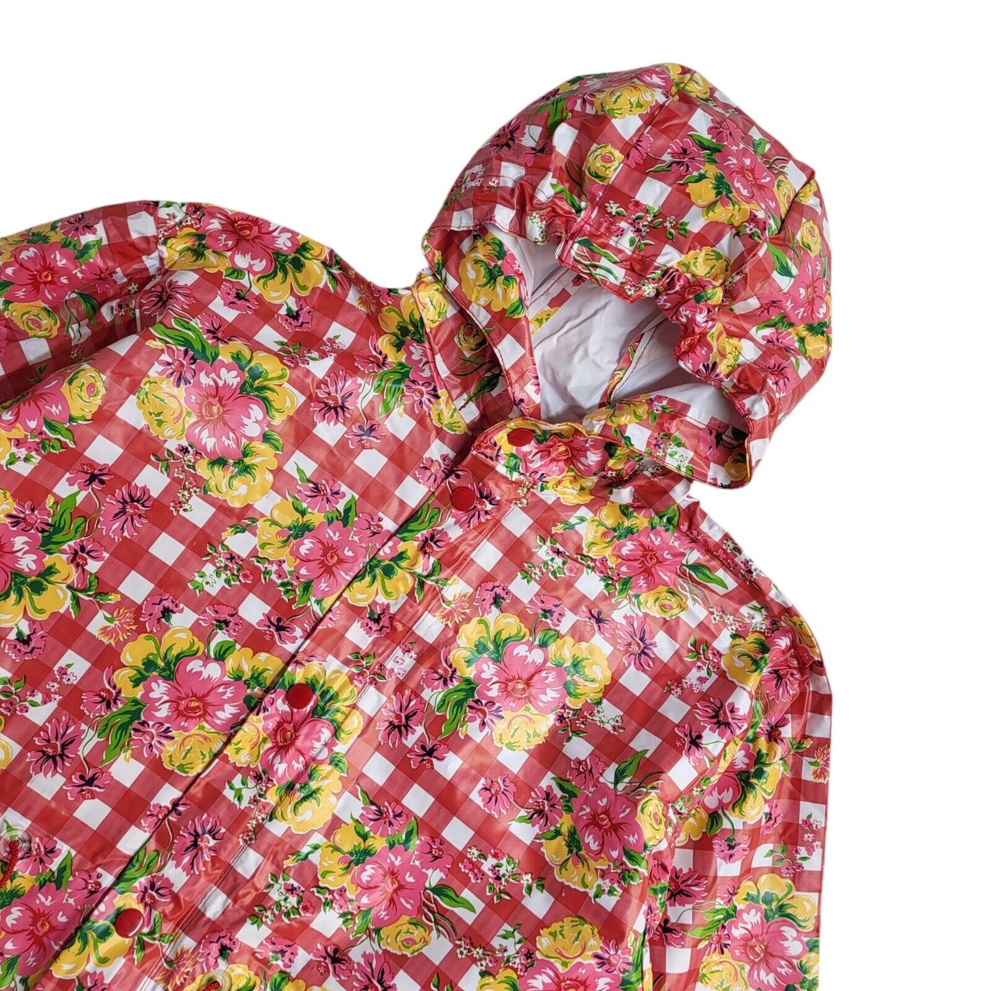 GAP 90s Pink & white Floral Check Raincoat Uk Women's Size L/XL