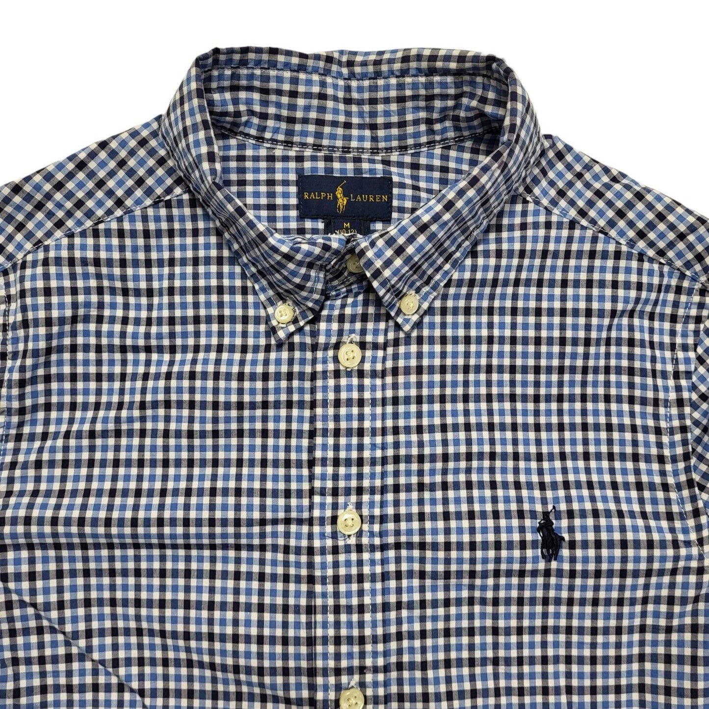 Ralph Lauren Y2K Blue Check Long Sleeve Vintage Boys Size M Age 10-12