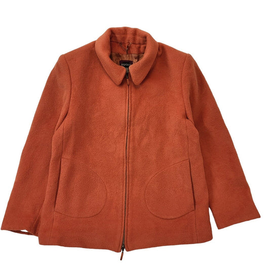 Hucke Vintage 90s Orange Zipped Wool Blend Jacket Women's Size 12 Eu 40