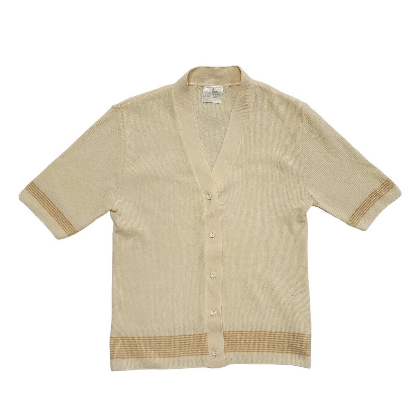 Vintage 90's Cream Button Front Short Sleeve Cardigan Womens UK 12-14