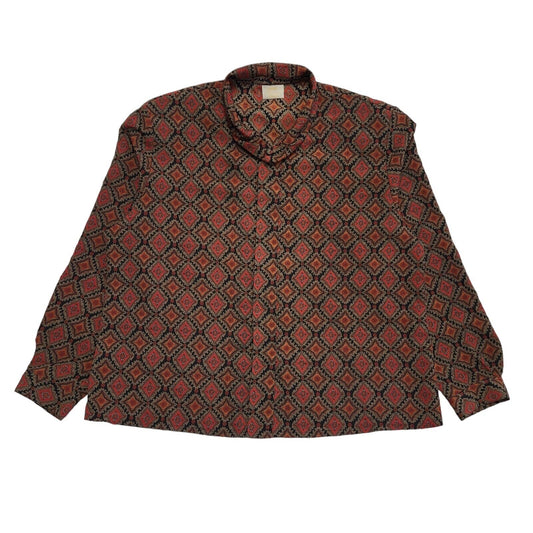 Eastex Vintage 90's Red & Black Geometric Long Sleeve Shirt Uk Women's Size 18
