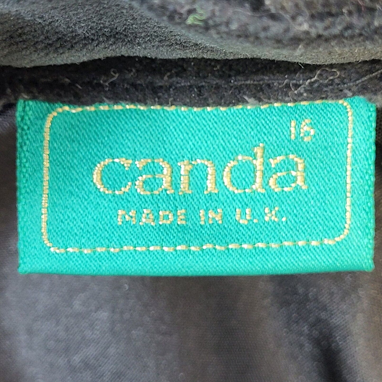 Canda C&A 90s Vintage Black Zipped Velvet Skirt Women's Size 16 W34
