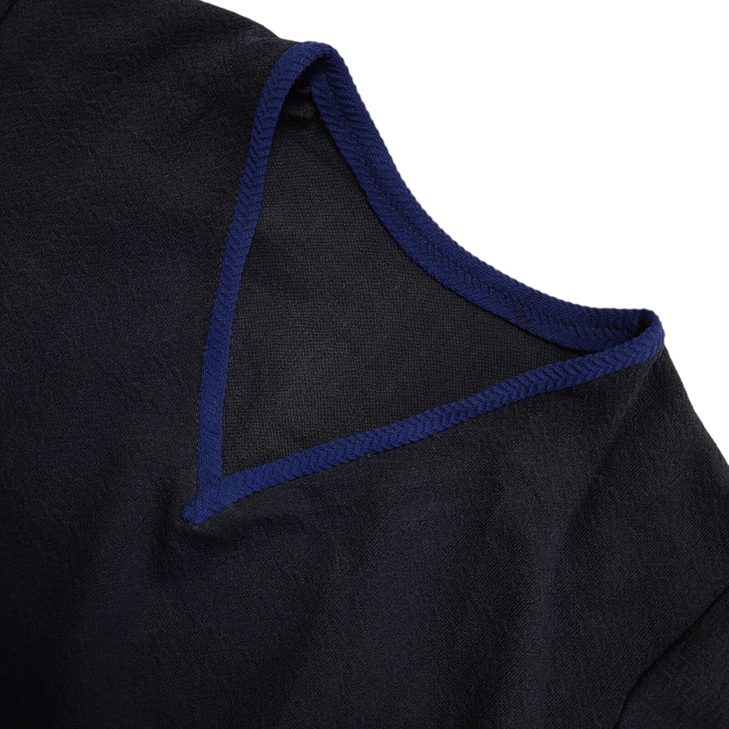 70s Vintage Navy Blue V-Neck Short Sleeve Mini Dress Women's 10