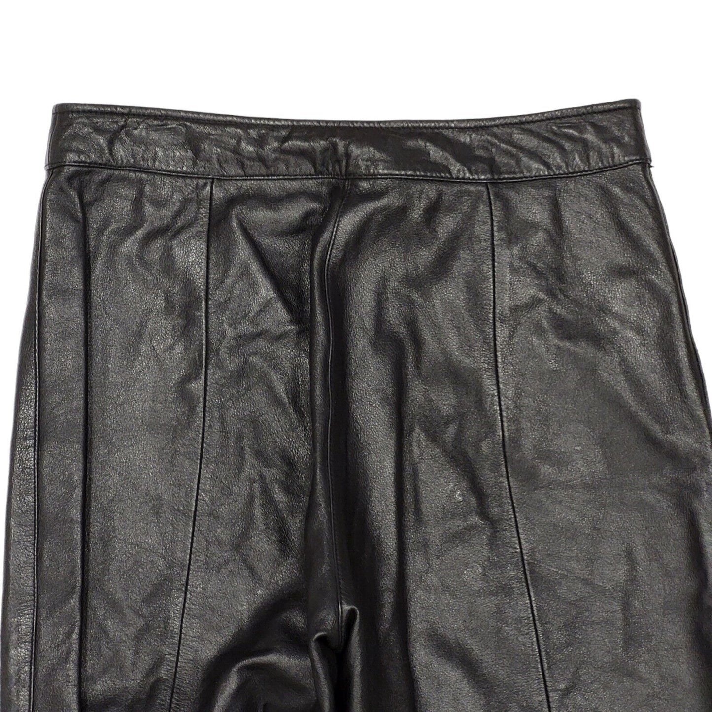 Wilsons Maxima 90s Straight Leg Black Leather Trousers Uk Women's 10 W28 L34