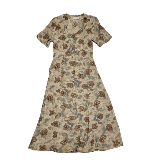 Richards Vintage 80s Purple Floral Short Sleeve A-Line Dress Uk Women's Size 10