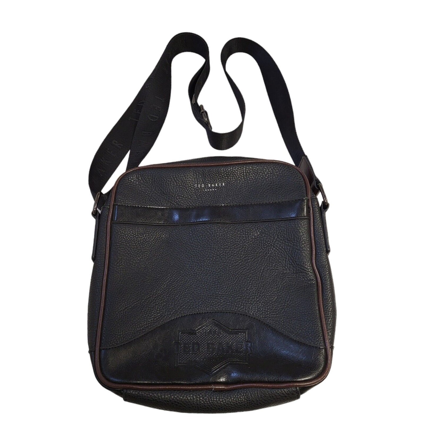 Ted Baker Black Brown Messenger Cross Body Bag 12"x 12"